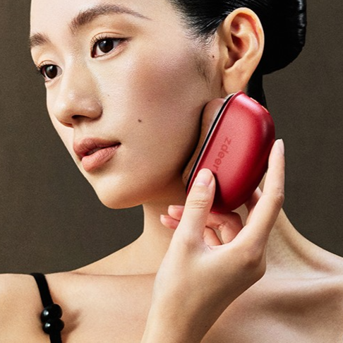 Electric Bian Stone Facial Massager with Red Light and Heat