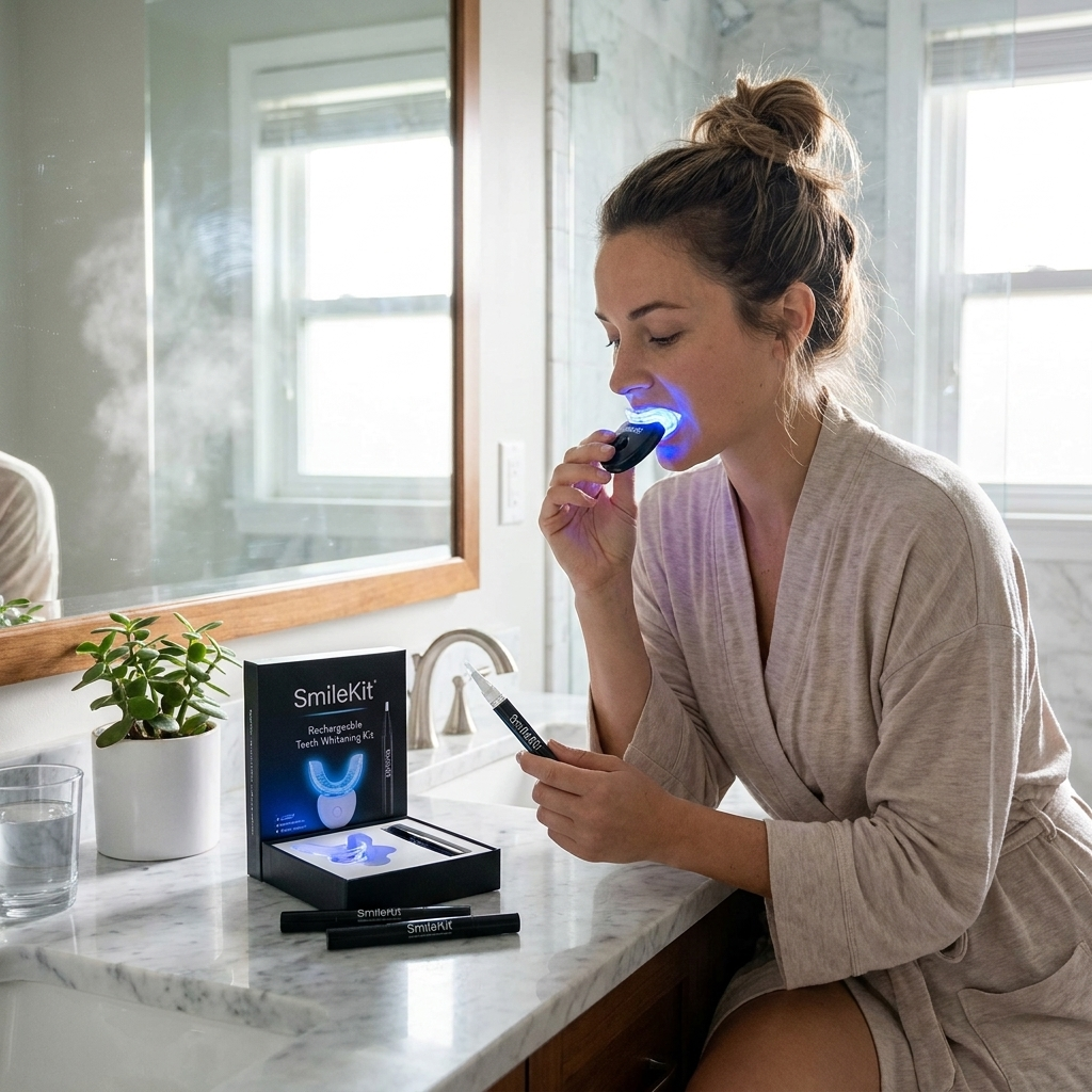 Rechargeable Teeth Whitening Light Kit lifestyle
