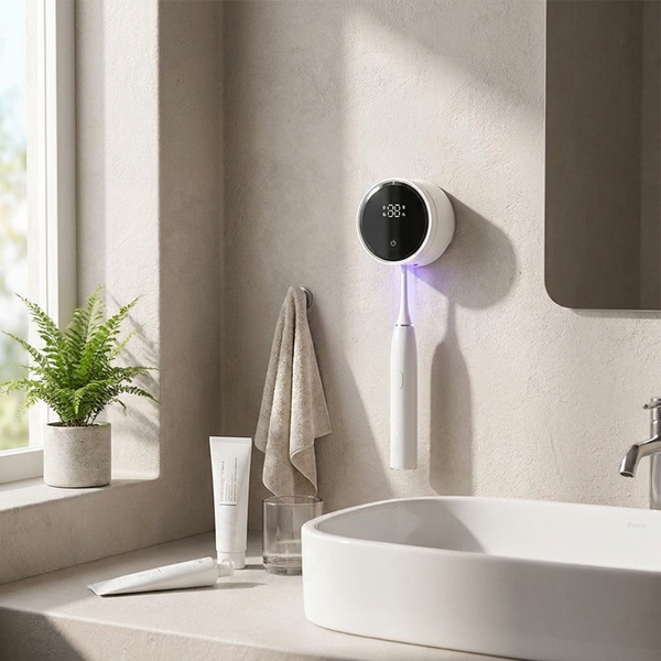 Wall-mounted toothbrush sterilizer lifestyle