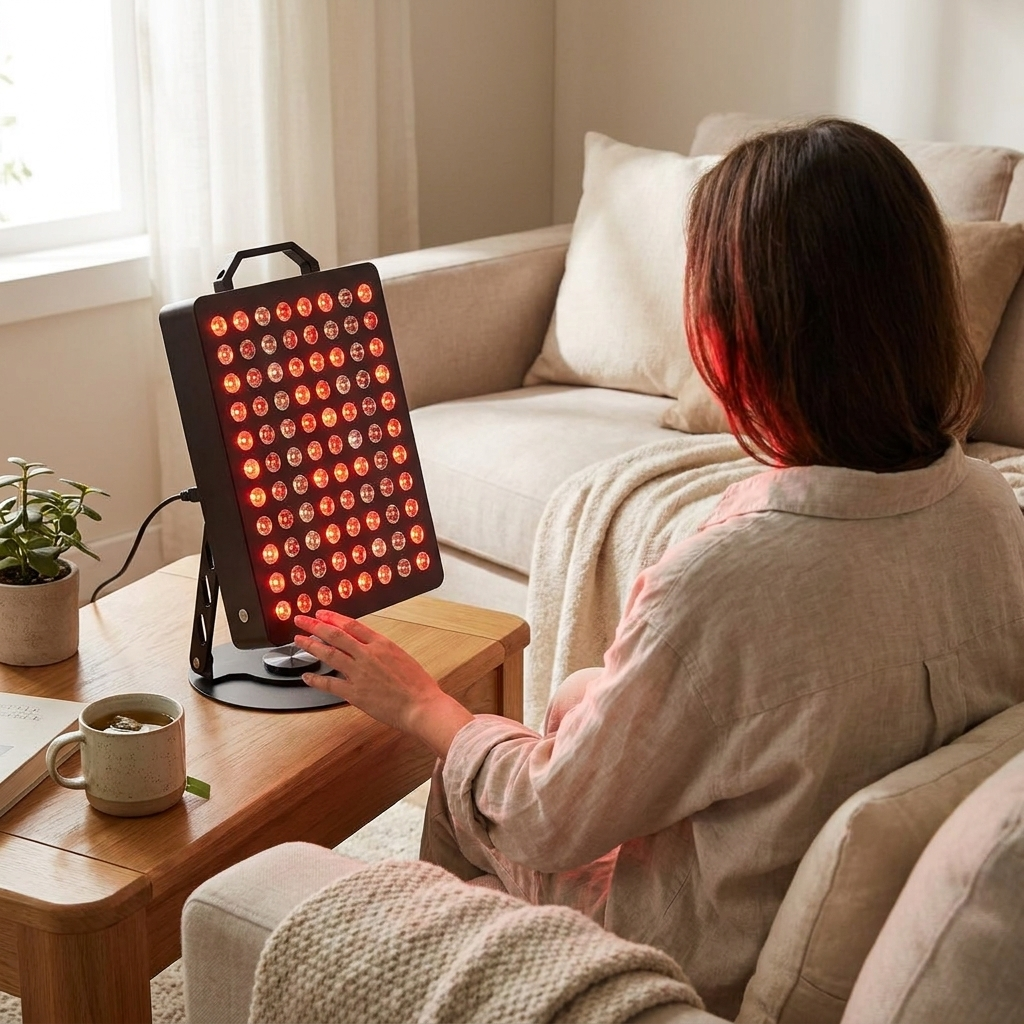 Red light therapy lamp lifestyle
