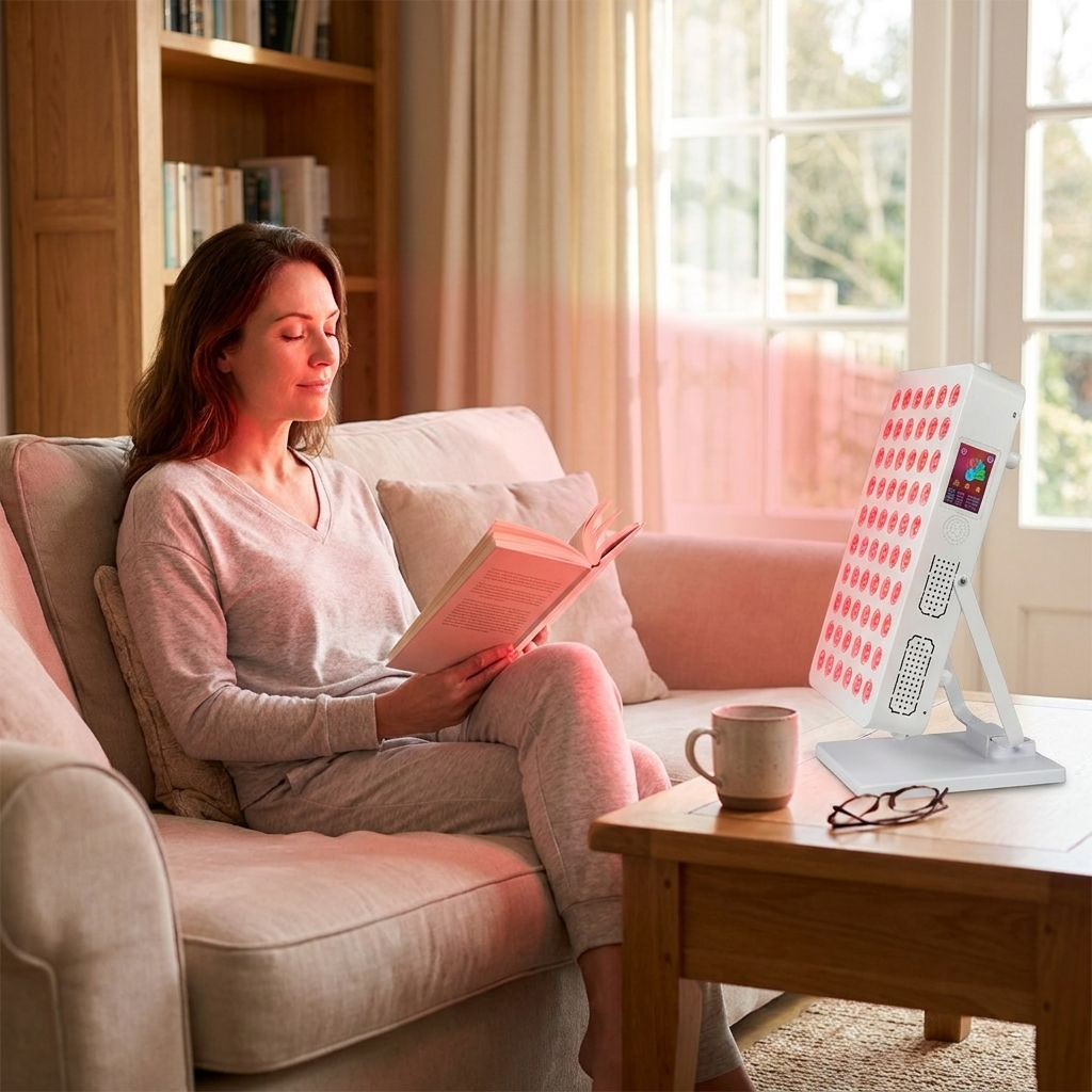 Red light therapy lamp lifestyle